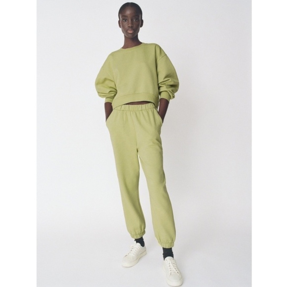 Zara Plush Jogging Pants Casual Athleisure Lime Green Small Jogger